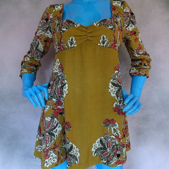 Free People Tops - Free People Sophia Printed Tunic M Mini Dress 8 10